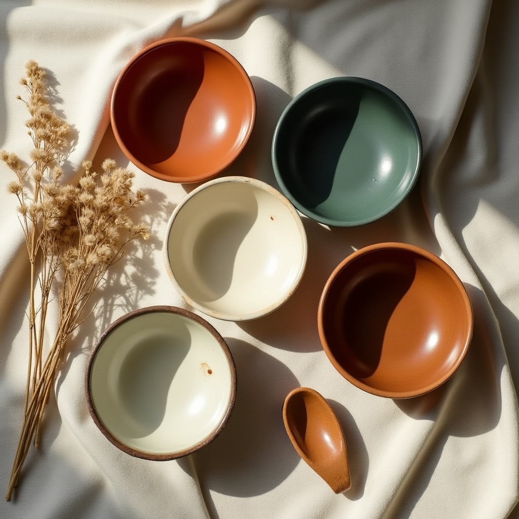 Готовые керамические миски после обжига