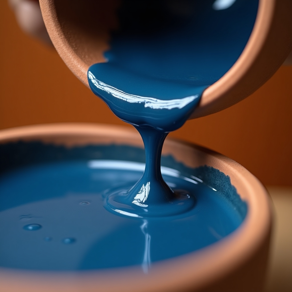 Процесс глазурования керамики крупным планом