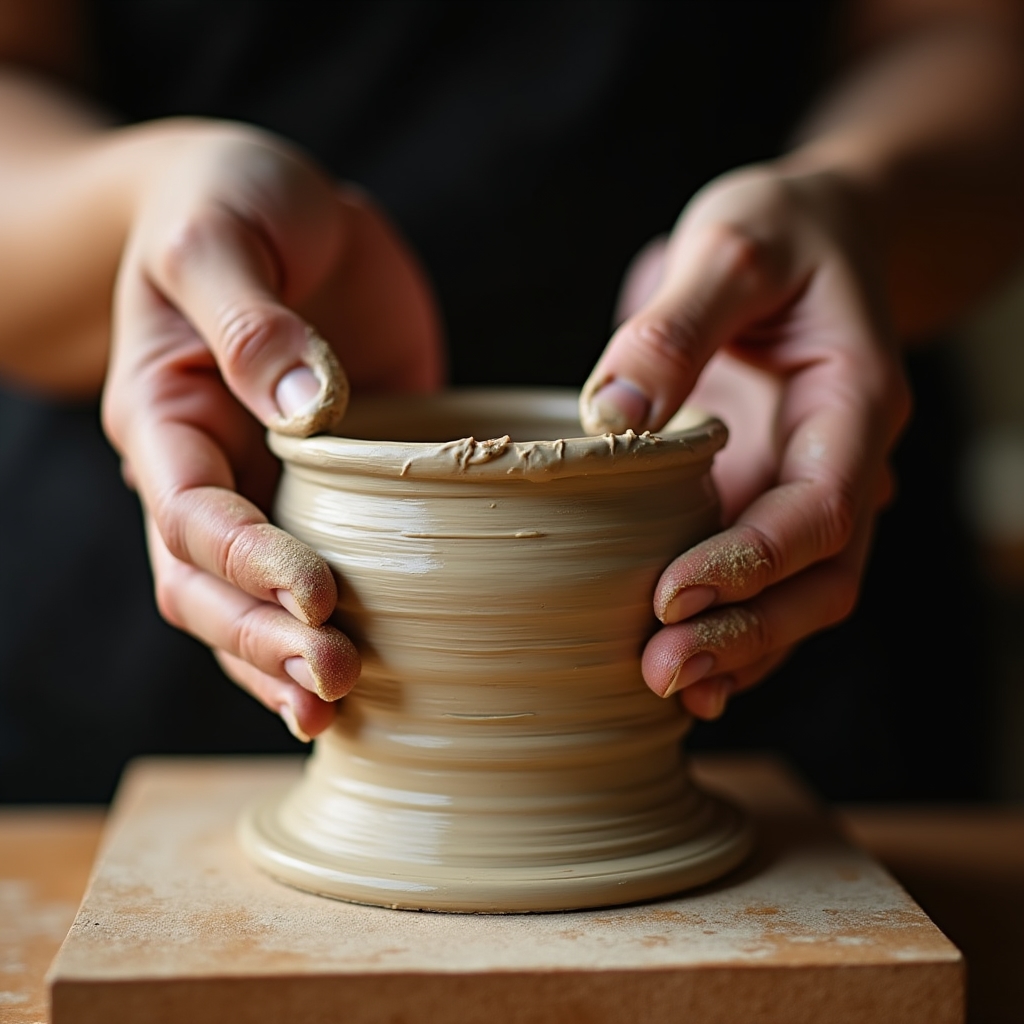 Ручная лепка из глины на занятии