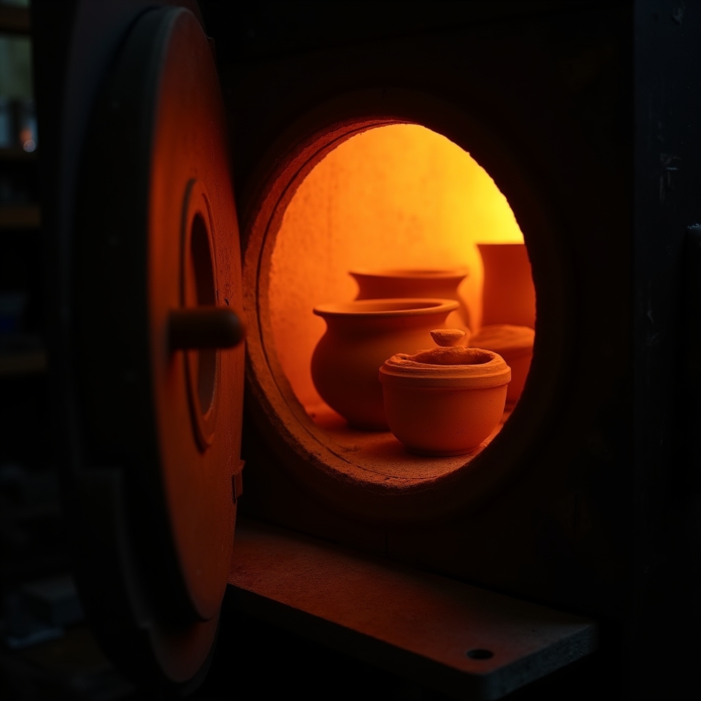 Процесс обжига в муфельной печи