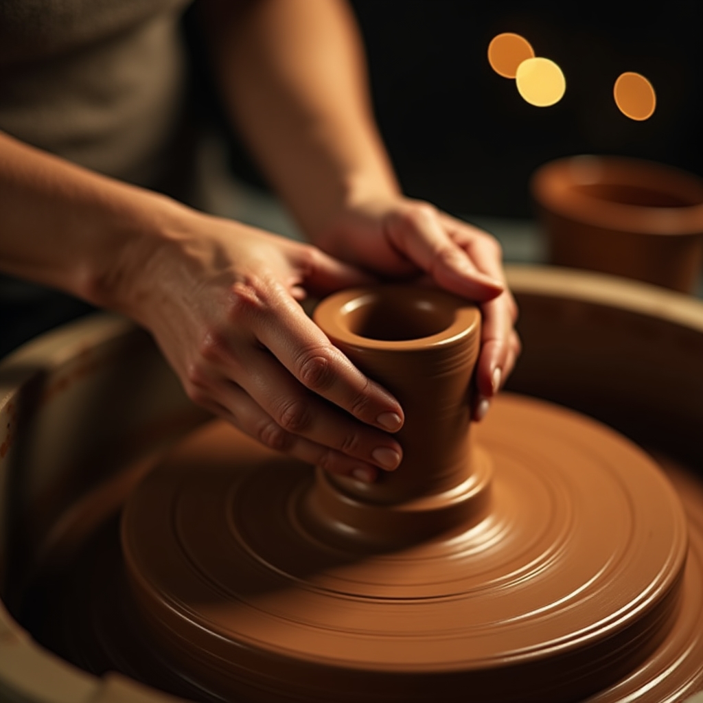 Руки мастера за гончарным кругом