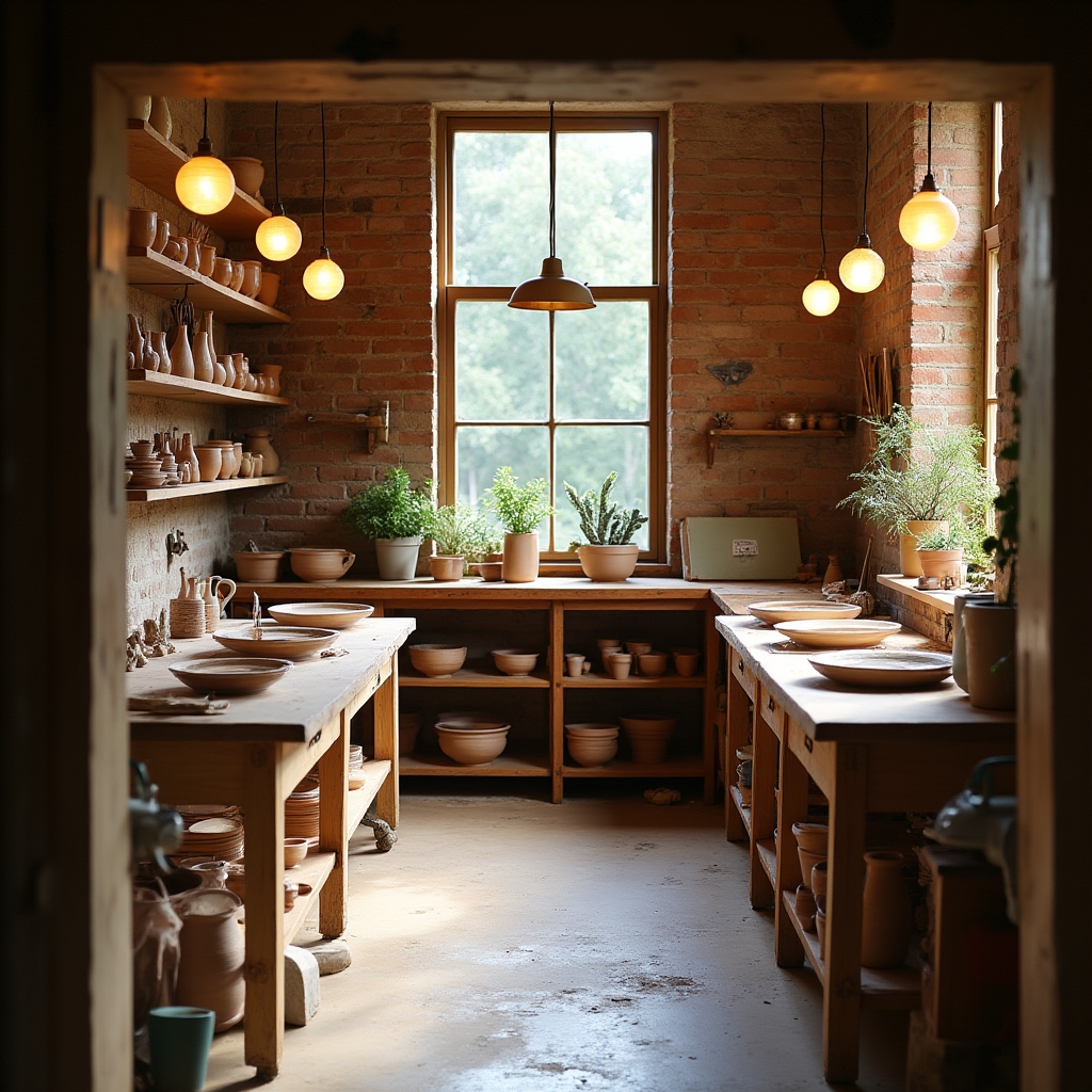 Уютный интерьер гончарной мастерской